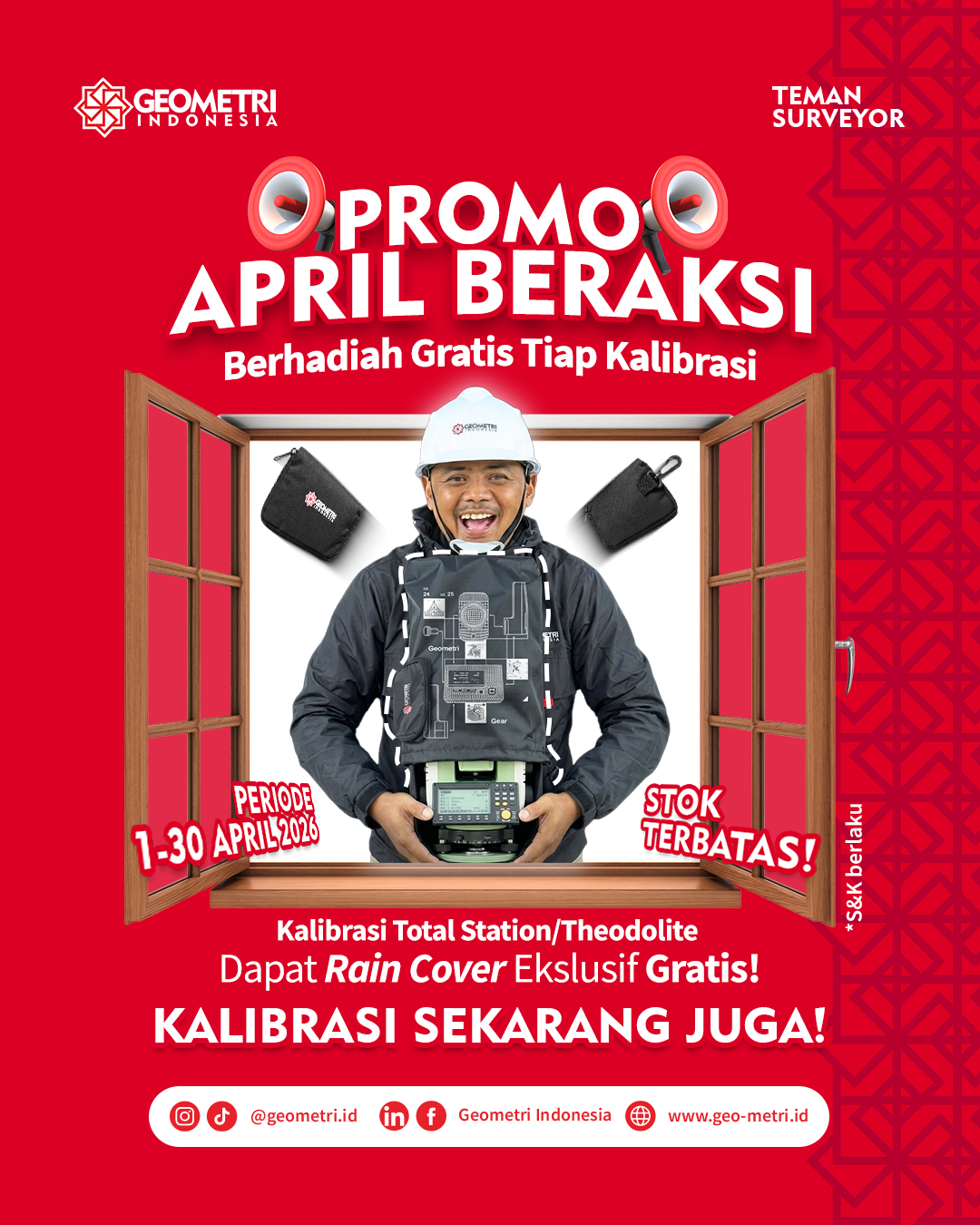 Promo Kalibrasi Alat Survey April 2026 – Gratis Rain Cover Eksklusif!
