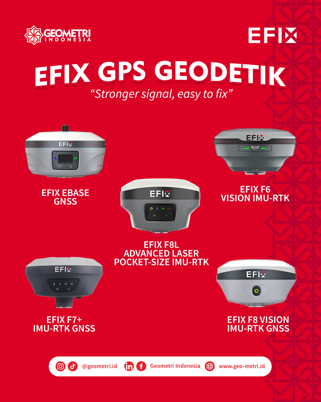 Mengenal Jenis GPS Geodetik EFIX dan Spesifikasinya: eBase, F6, F7+, F8, hingga F8L