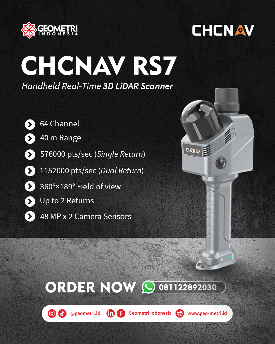 CHCNAV RS7: Handheld Real-Time 3D LiDAR Scanner Canggih untuk Mapping Presisi Tinggi