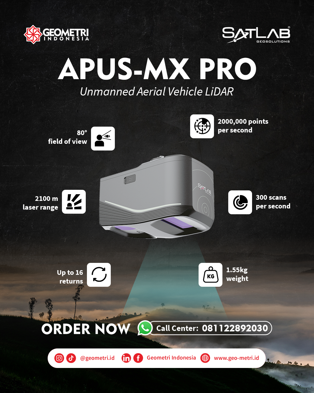 SATLAB Apus MX Pro UAV LiDAR: Solusi Survey Udara Presisi Tinggi untuk Pemetaan Modern