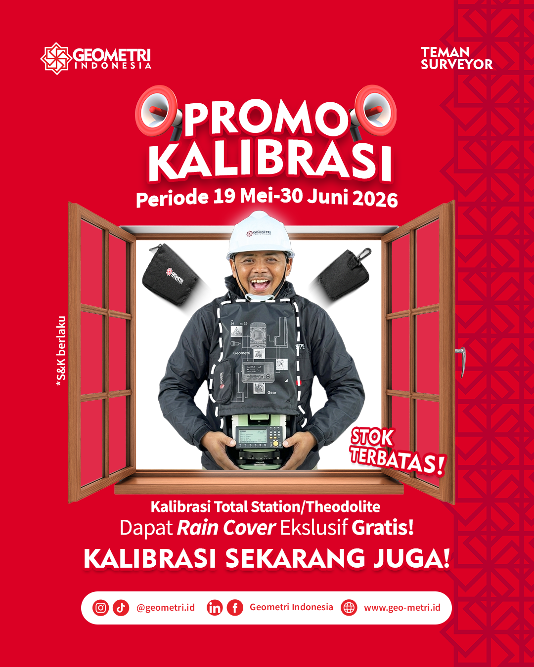 Promo Kalibrasi Total Station & Theodolite 2026 – Gratis Rain Cover Eksklusif dari Geometri Indonesia