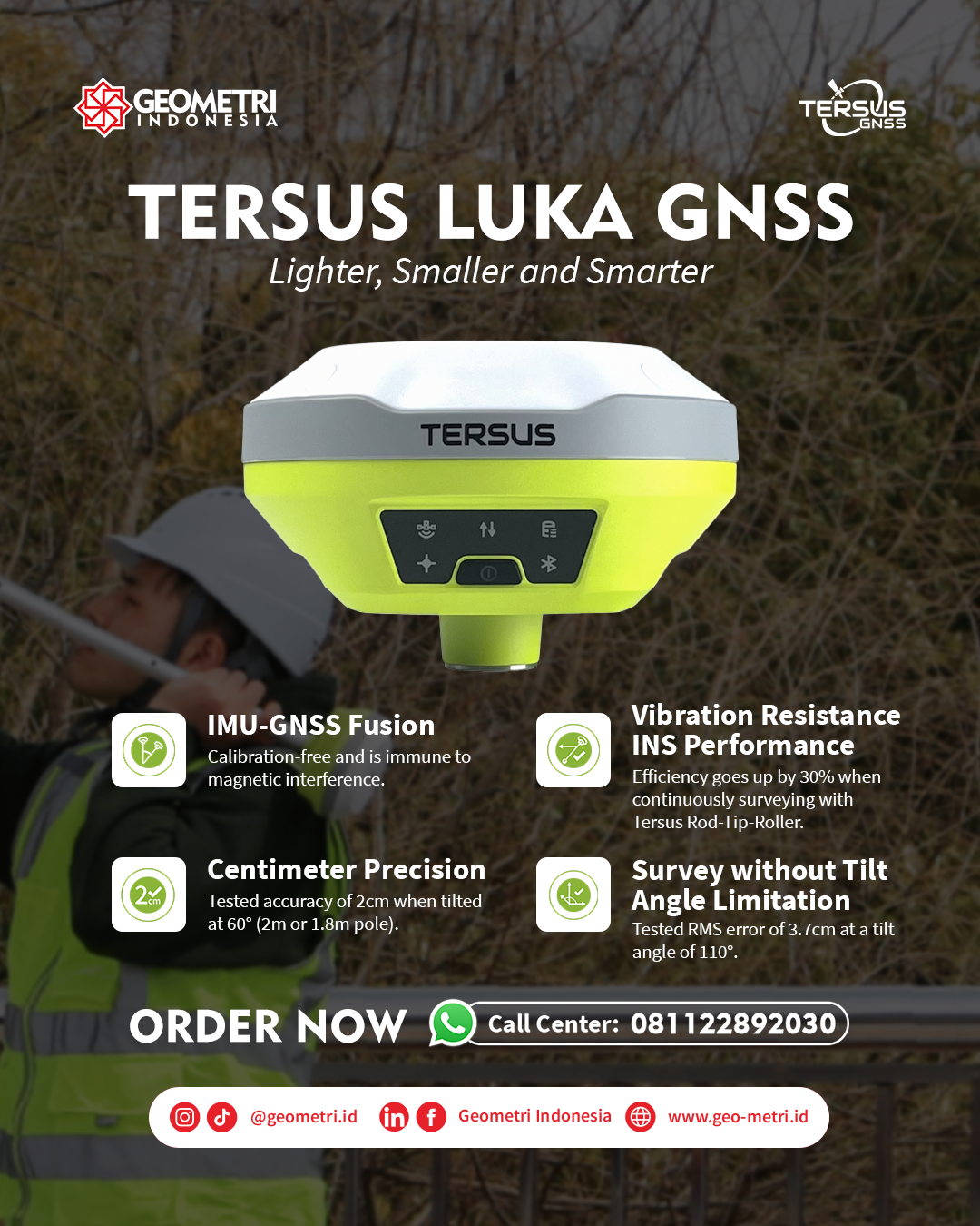 Tersus LUKA GNSS Receiver: Solusi GNSS RTK Modern yang Ringan, Presisi, dan Siap untuk Survey Profesional